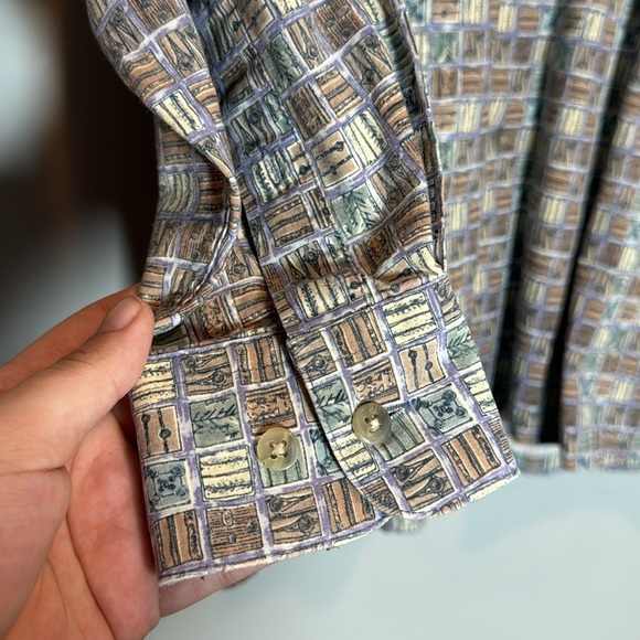 Pierre Cardin Vintage Patterned Long Sleeve Button Down Collared Shirt Sz M - Picture 5 of 7